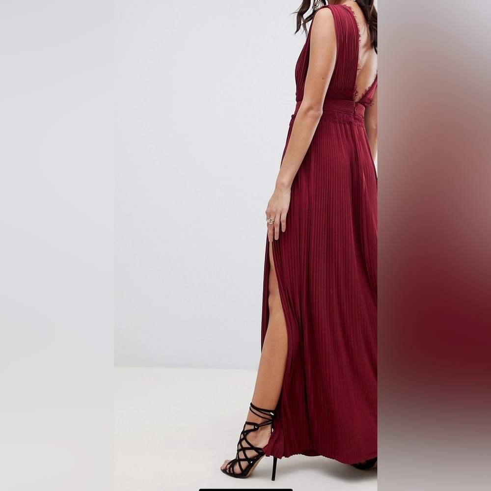 ASOS Burgundy Sleeveless Special Occasions Maxi Dress with Splits Size 8 - Picture 2 of 11